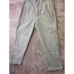 Faconnable Men's Corduroy Pants Size 34/44 Khaki Flat Front Wale Trousers